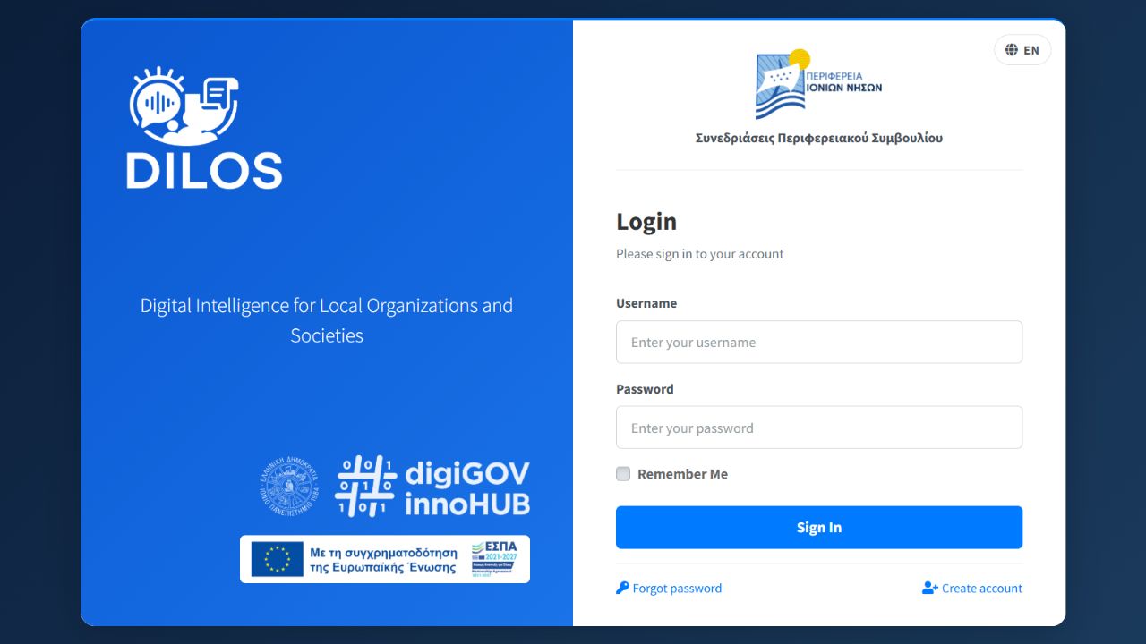 DILOS organization login form